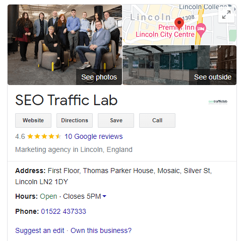 google my business listing for blog